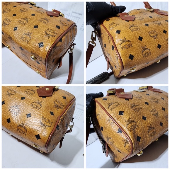 SOLD***Authentic MCM Vintage Monogram Visetos Boston Bag Cognac - Picture 12 of 16